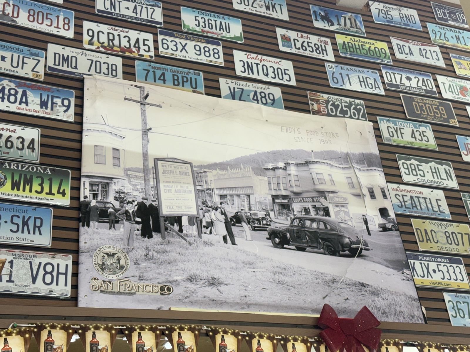 Inside Eddy's Market — wine wall