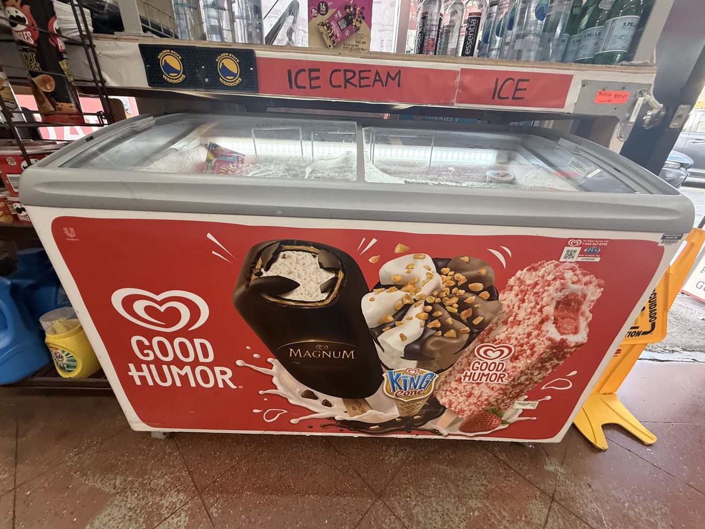 Inside Eddy's Market — the ice cream chest