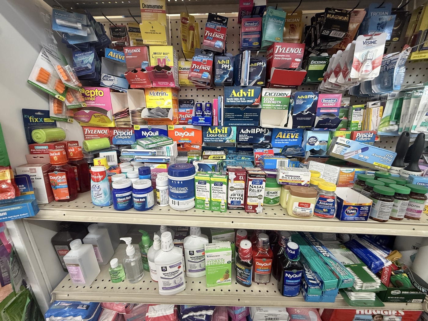 Inside Eddy's Market — everyday essentials and medicine shelf